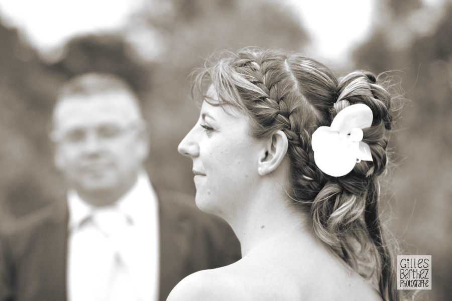 photo mariés mariage flou net noir blanc sepia charente